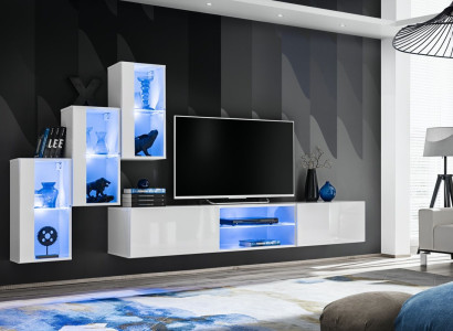Wall unit Luxury new Living room Set 210 cm Furnishings Wall Shelves Modern